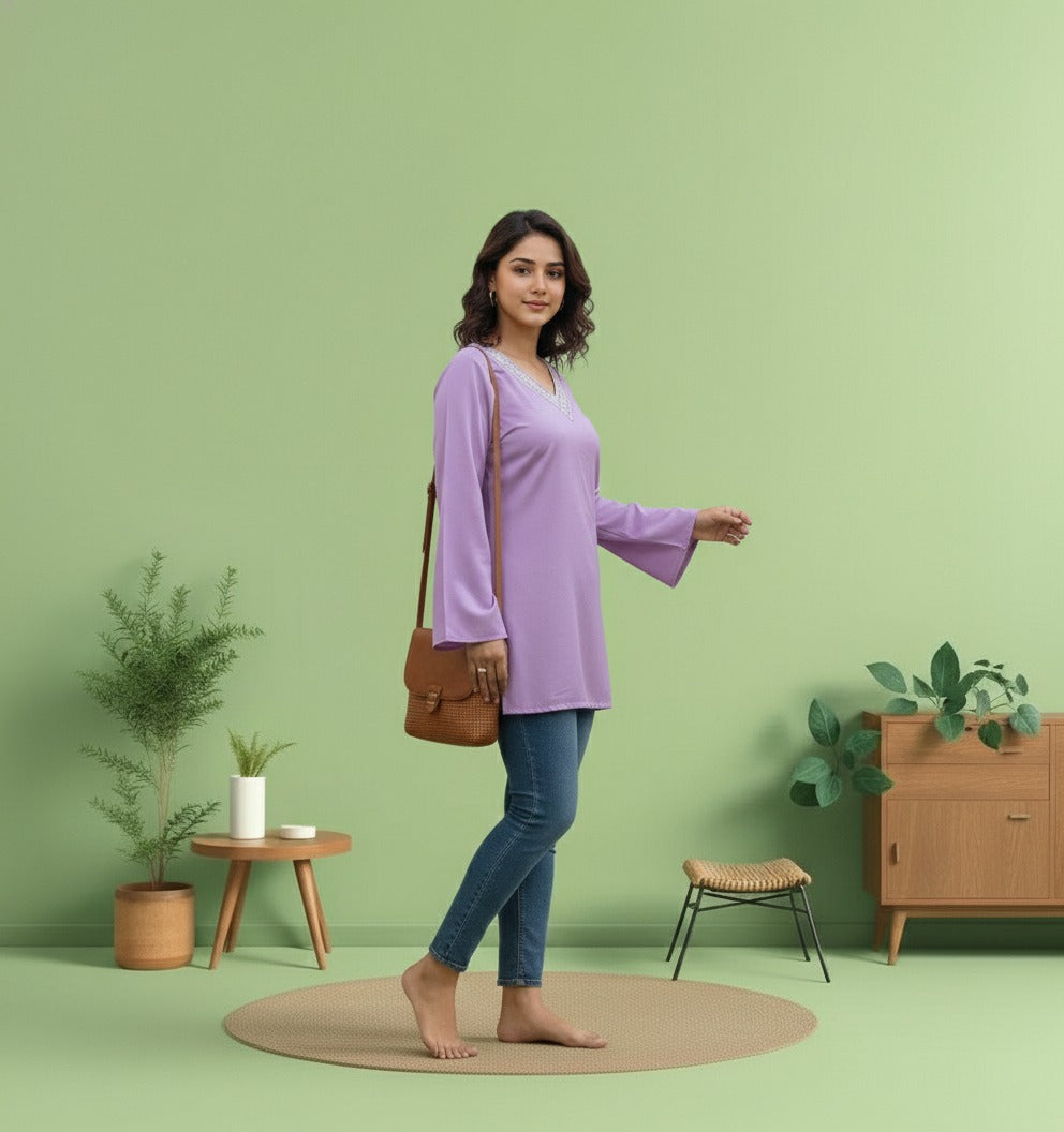 Purple Rayon Short Kurti