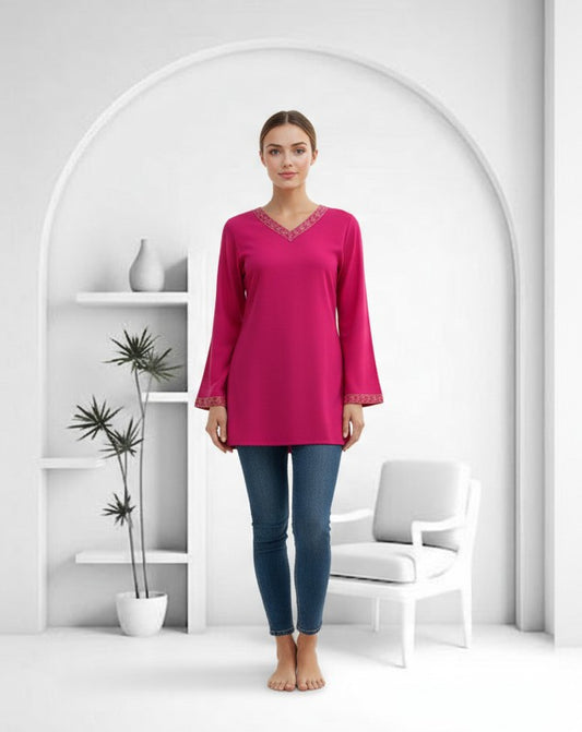 Pink Rayon Short Kurti