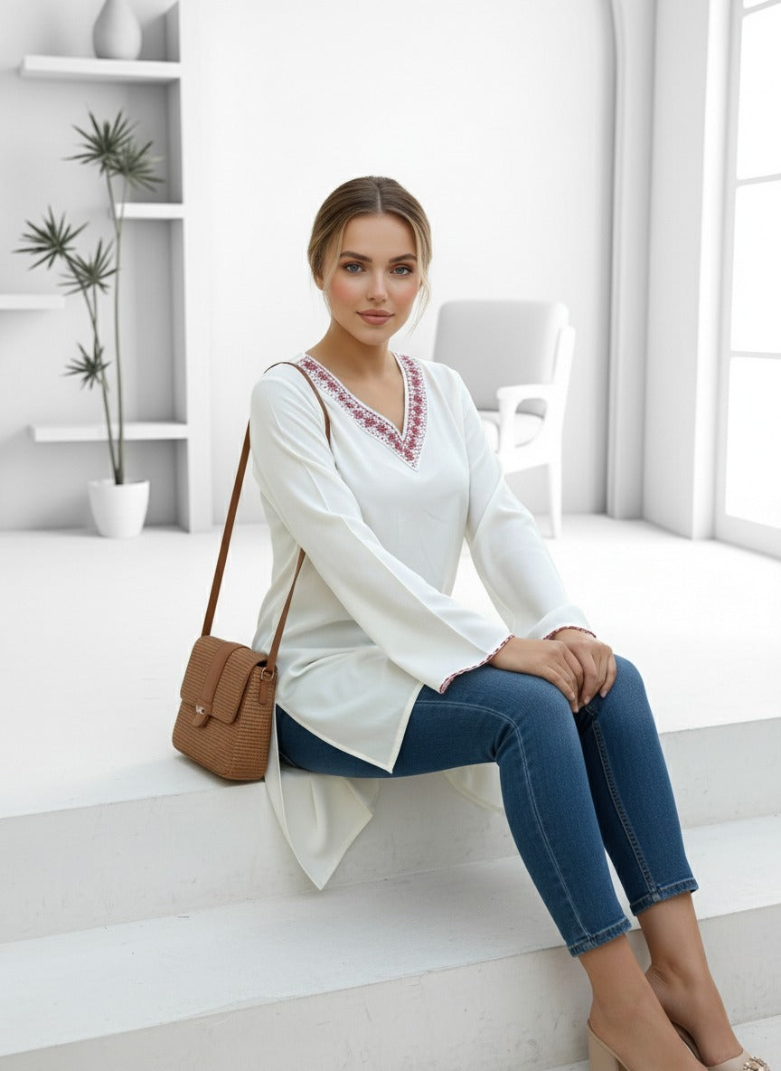 White Rayon Short Kurti