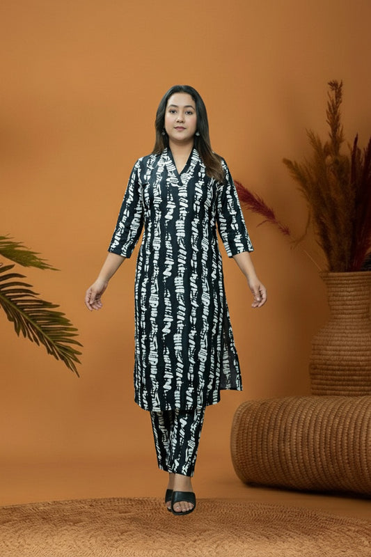 Black & White Rayon Co-Ord Set