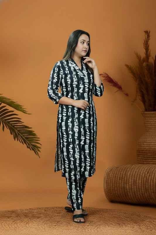 Black & White Rayon Co-Ord Set