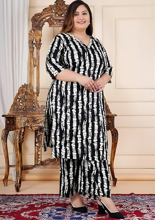 White & Black Printed Co-Ord Set