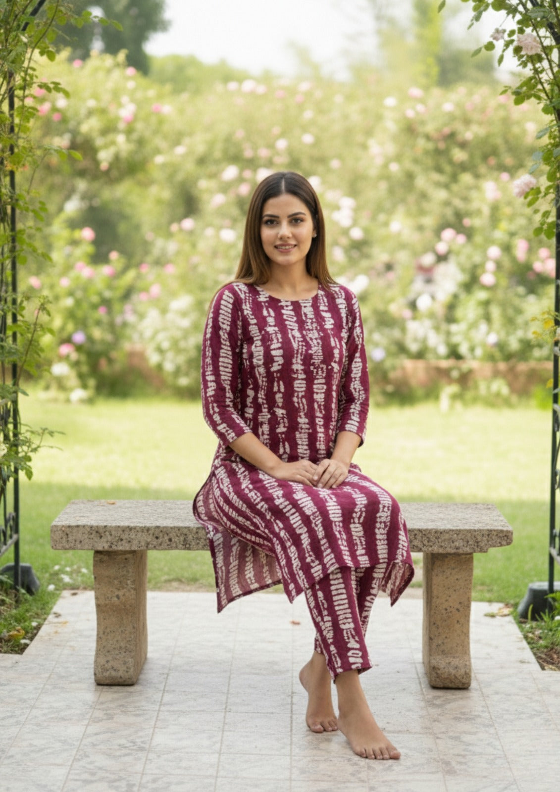 Maroon Abstract Printed Rayon Co-Ord Set
