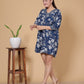 Indigo Blue Floral Print Rayon Midi Dress