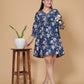 Indigo Blue Floral Print Rayon Midi Dress