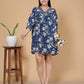 Indigo Blue Floral Print Rayon Midi Dress