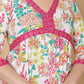 Pink & White Multicolor Floral Rayon  Kurta Pant Set
