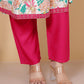 Pink & White Multicolor Floral Rayon  Kurta Pant Set