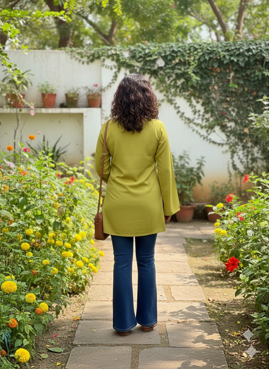 Mustard Yellow Rayon Short Kurti