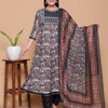 Black & Maroon Ajrakh Print Rayon Anarkali Ethnic Set with Dupatta