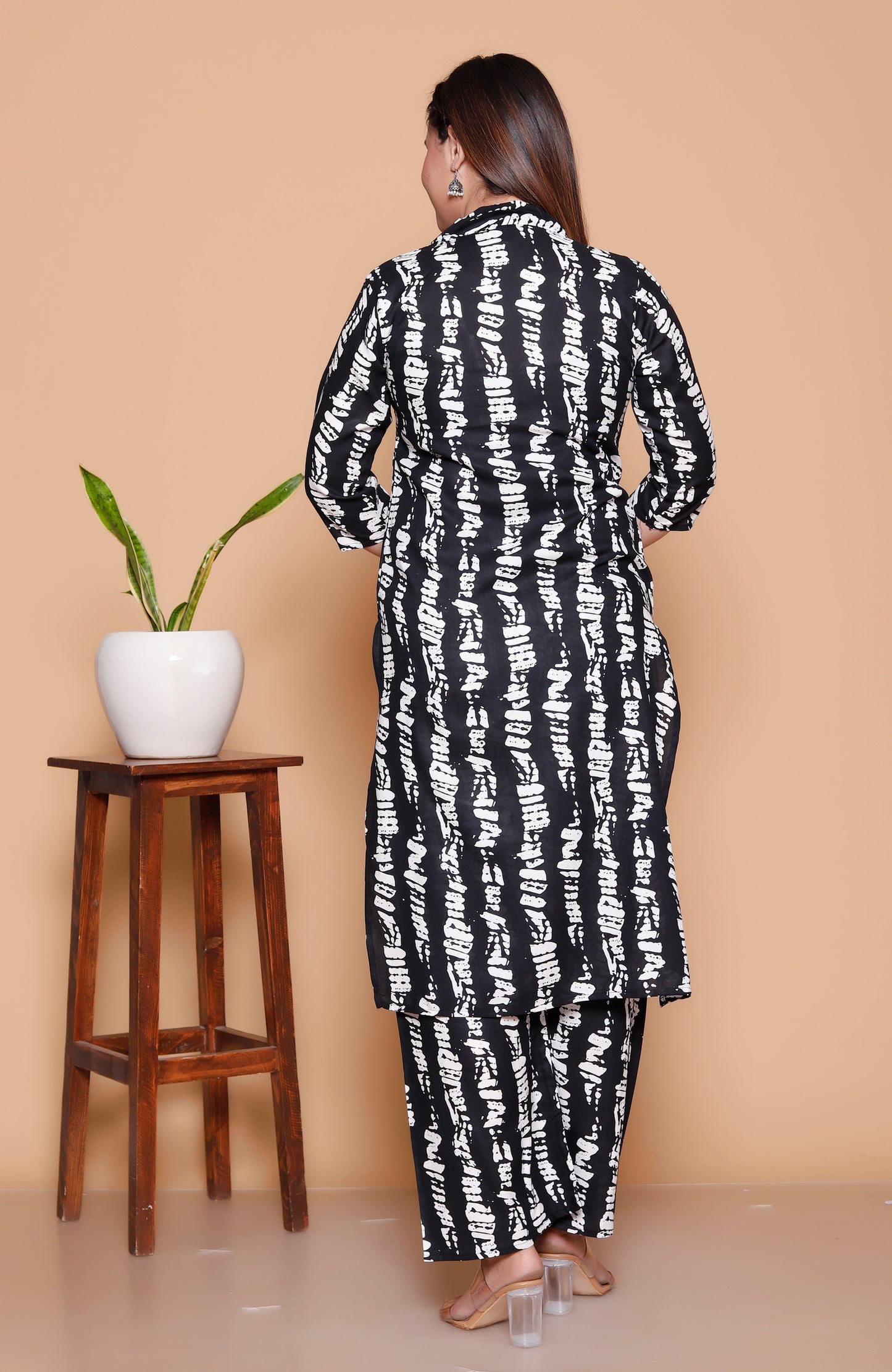 Black & White Tie-Dye Printed Rayon Co-Ord Set