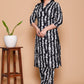 Black & White Tie-Dye Printed Rayon Co-Ord Set