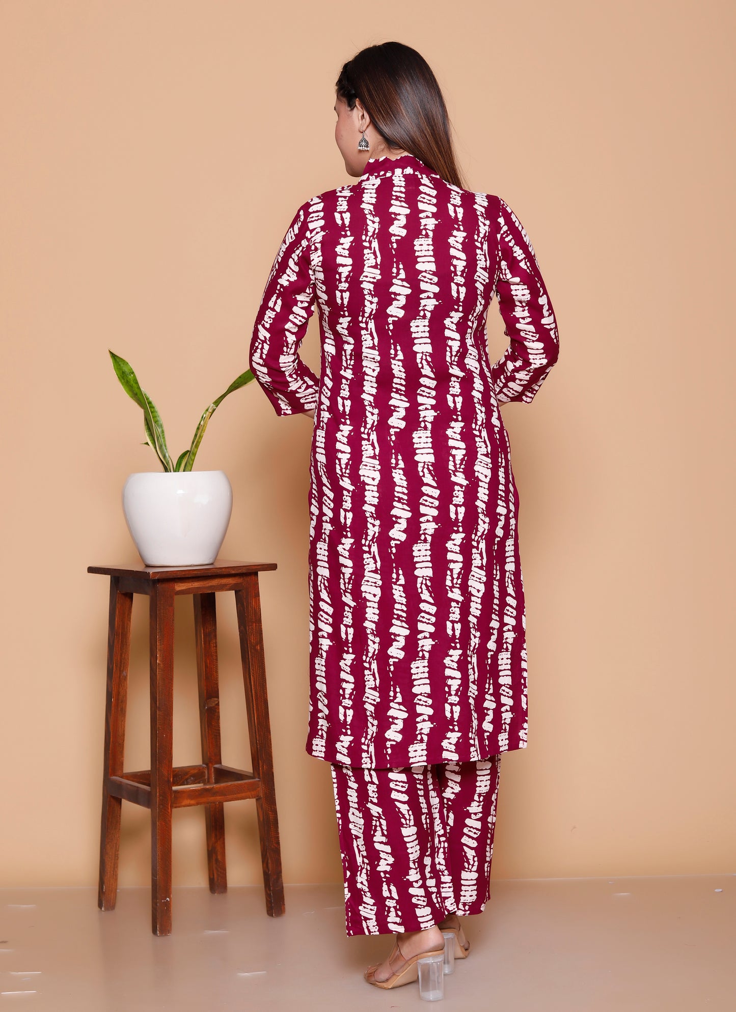 Maroon Abstract Printed Rayon Co-Ord Set