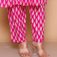 Pink Golden Leaf Rayon  Co-Ord set