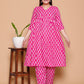 Pink Golden Leaf Rayon  Co-Ord set