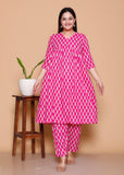 Pink Golden Leaf Rayon  Co-Ord set