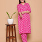 Pink Golden Leaf Rayon  Co-Ord set