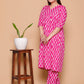 Pink Golden Leaf Rayon  Co-Ord set