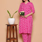 Pink Golden Leaf Rayon  Co-Ord set