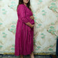 Magenta & Gold Printed Rayon Maternity Feeding Dress