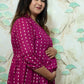 Magenta & Gold Printed Rayon Maternity Feeding Dress