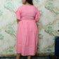 Baby Pink & White Striped Rayon Maternity Feeding Dress with Flutter Sleeves