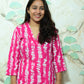 Magenta Pink Shibori Printed Rayon Kurta Pant Set