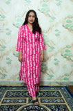 Magenta Pink Shibori Printed Rayon Kurta Pant Set
