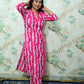 Magenta Pink Shibori Printed Rayon Kurta Pant Set