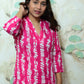 Magenta Pink Shibori Printed Rayon Kurta Pant Set