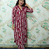 Maroon Wine Shibori Printed Rayon Kurta Pant Set