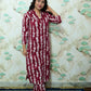 Maroon Wine Shibori Printed Rayon Kurta Pant Set