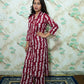 Maroon Wine Shibori Printed Rayon Kurta Pant Set