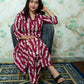 Maroon Wine Shibori Printed Rayon Kurta Pant Set