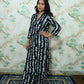 Black & White Shibori Printed Rayon Kurta Pant Set