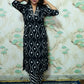 Black Leheriya Print Rayon Kurta Pant Set with Neck Embroidery