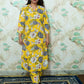 Yellow & Grey Floral Print Rayon Co-Ord Set