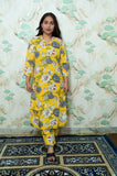 Yellow & Grey Floral Print Rayon Co-Ord Set