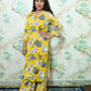 Yellow & Grey Floral Print Rayon Co-Ord Set