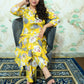 Yellow & Grey Floral Print Rayon Co-Ord Set
