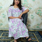 White & Purple Floral Print Rayon Tiered Midi Dress