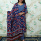 Royal Blue Pichwai Print Rayon Ethnic Set with Dupatta