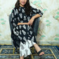 Black & White Tree Block Print Rayon Co-ord Set