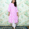 Pink & White Tree Block Print Rayon Co-ord Set