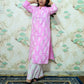 Pink & White Tree Block Print Rayon Co-ord Set