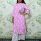 Pink & White Tree Block Print Rayon Co-ord Set