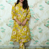Mustard Yellow Floral Print Rayon Co-ord Set