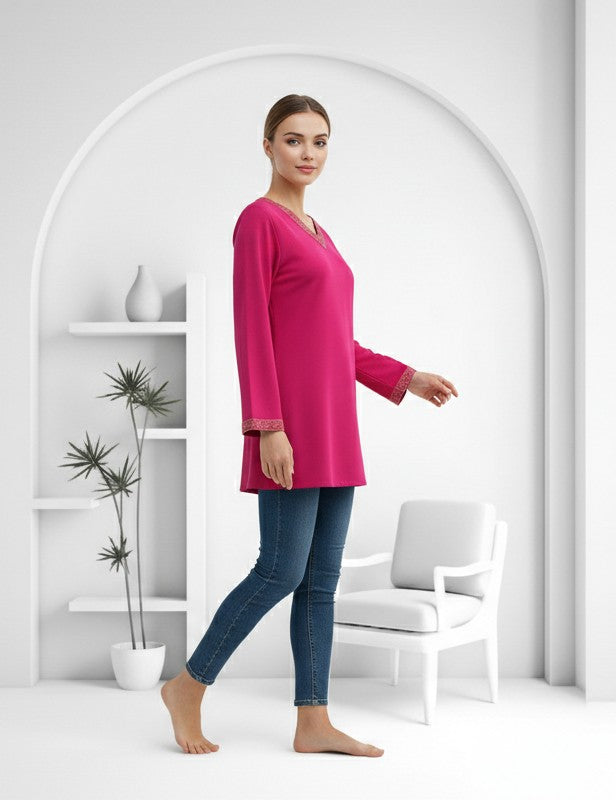 Pink Rayon Short Kurti