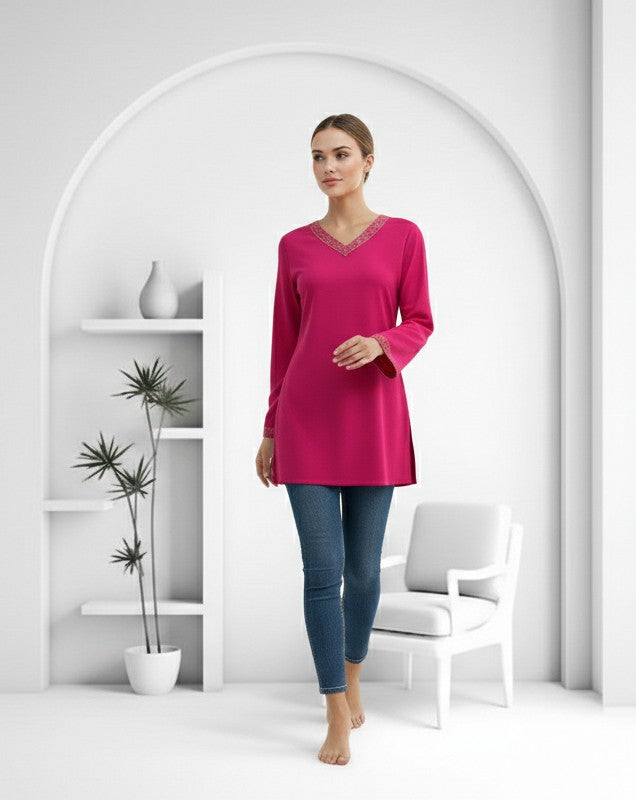 Pink Rayon Short Kurti