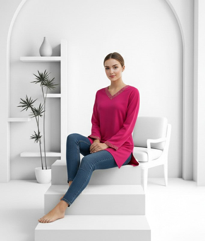 Pink Rayon Short Kurti